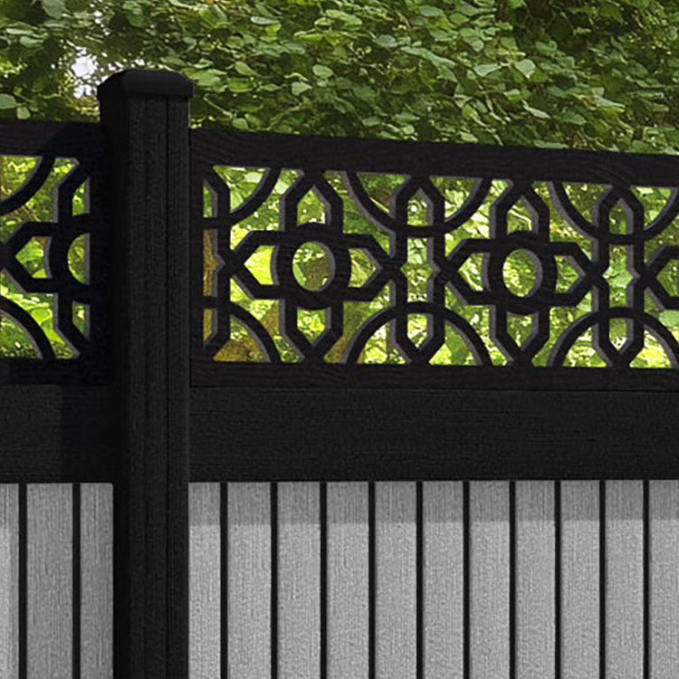 Virtis Nabila Fence Panel - Light Grey - with our aluminium posts