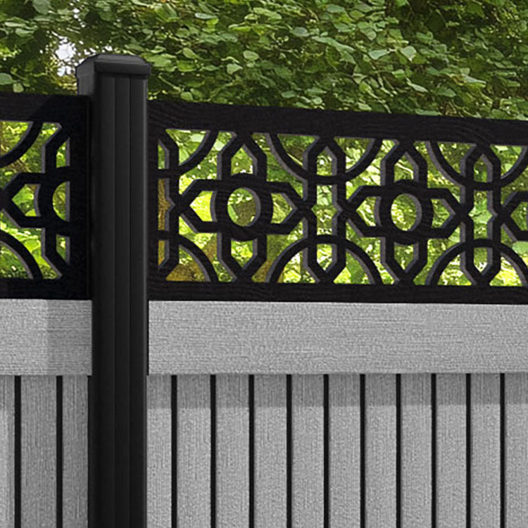 Virtis Nabila Fence Panel - Light Grey - with our aluminium posts
