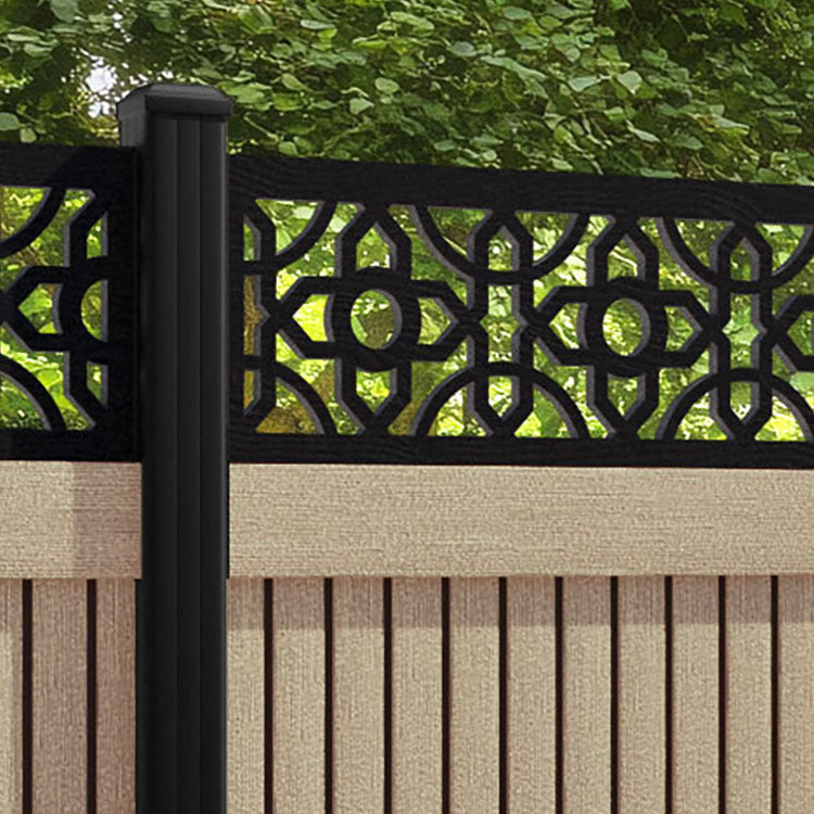 Virtis Nabila Fence Panel - Light Oak - with our aluminium posts