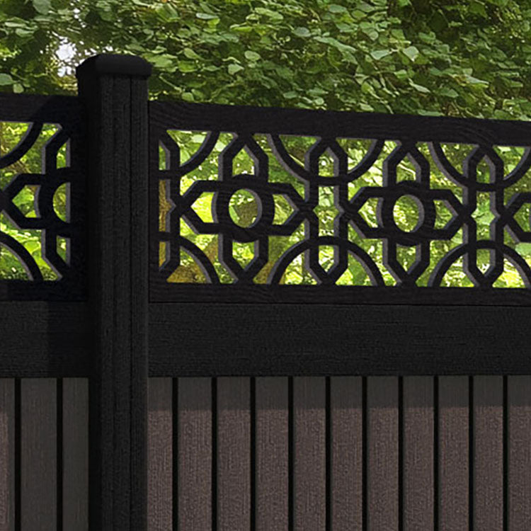 Virtis Nabila Fence Panel - Mid Brown - with our aluminium posts