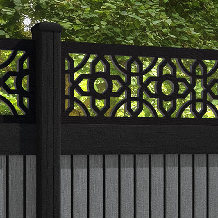 Virtis Nabila Fence Panel - Mid Grey - with our aluminium posts