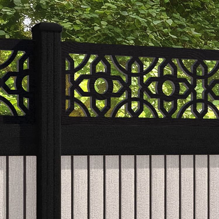 Virtis Nabila Fence Panel - Mid Stone - with our aluminium posts