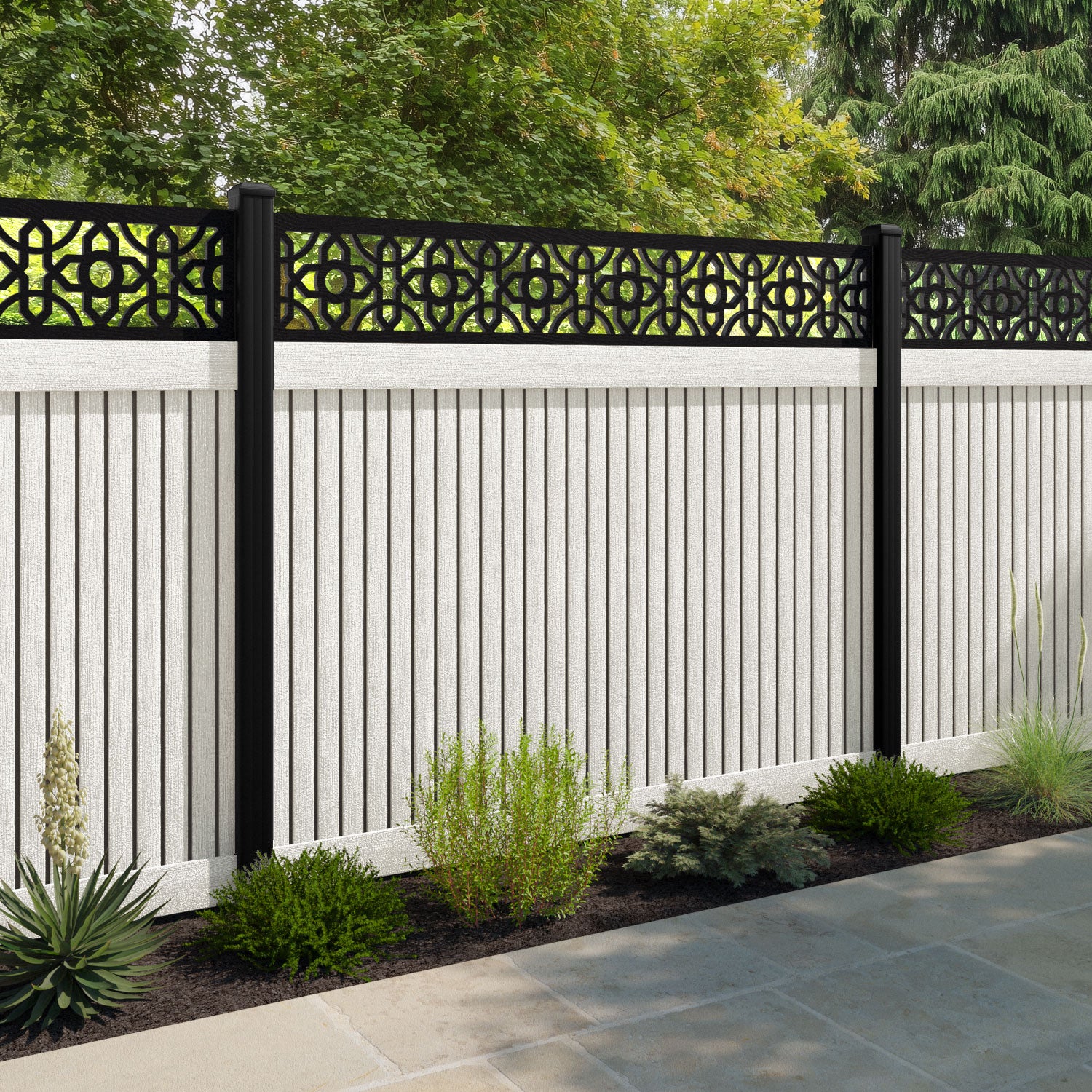 Virtis Nabila Fence Panel - Light Stone - with our composite posts