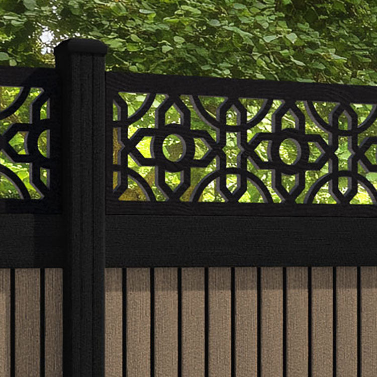 Virtis Nabila Fence Panel - Teak - with our aluminium posts