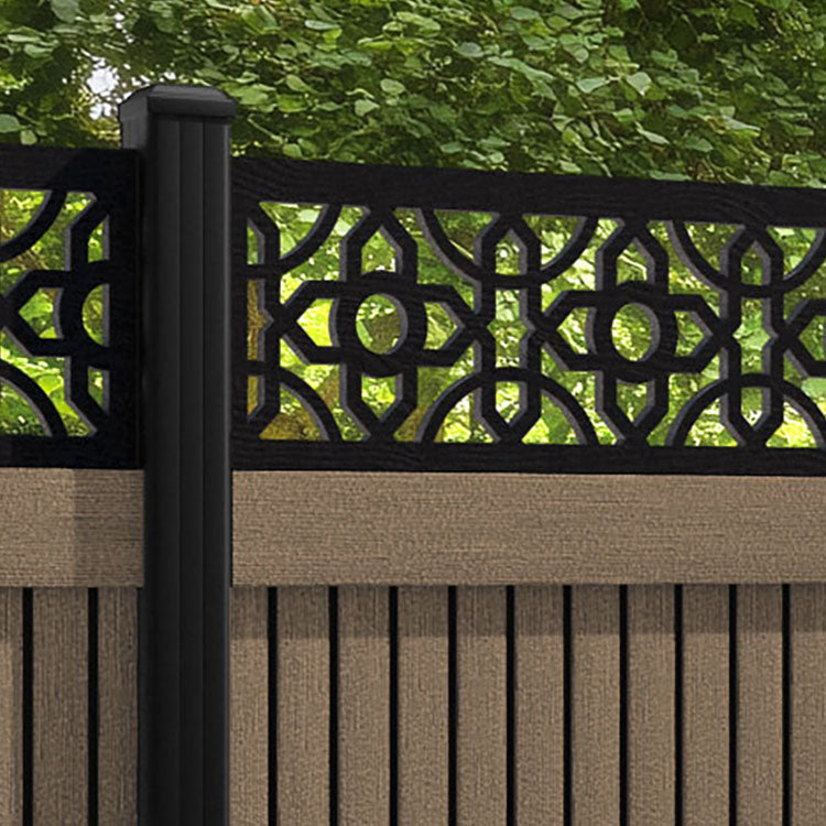 Virtis Nabila Fence Panel - Teak - with our aluminium posts