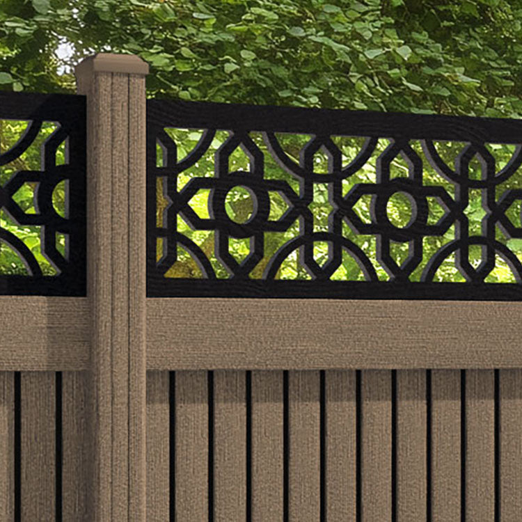 Virtis Nabila Fence Panel - Teak - with our composite posts