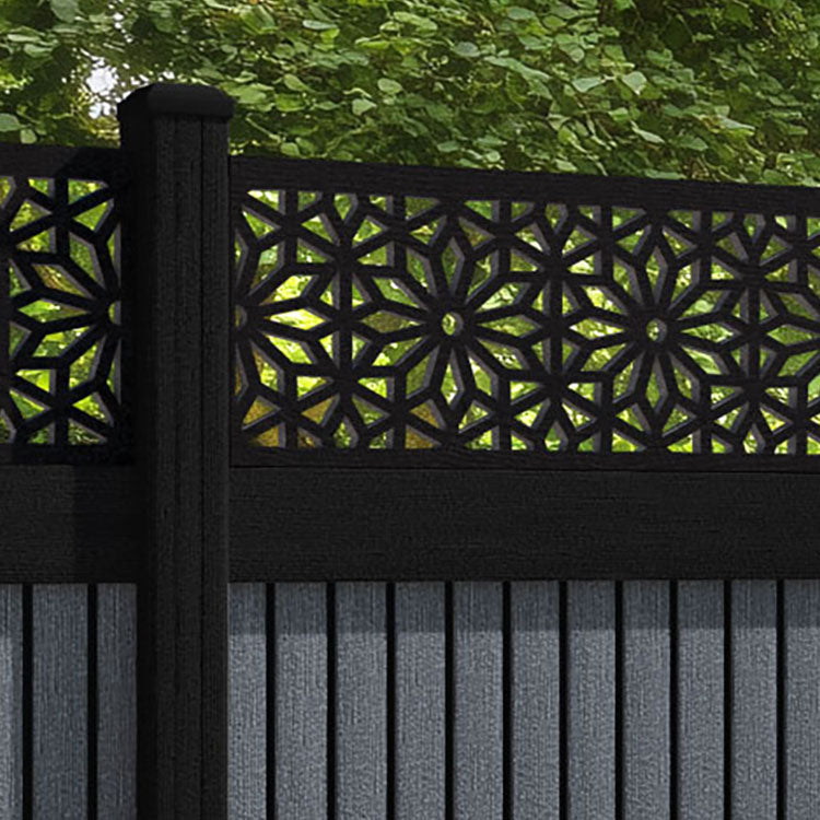 Virtis Narwa Fence Panel - Anthracite - with our aluminium posts