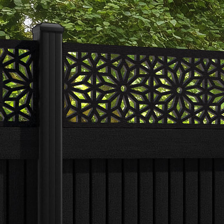 Virtis Narwa Fence Panel - Black - with our aluminium posts