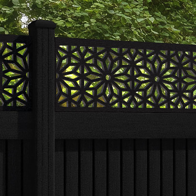 Virtis Narwa Fence Panel - Black - with our composite posts
