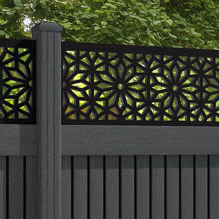 Virtis Narwa Fence Panel - Dark Grey - with our composite posts