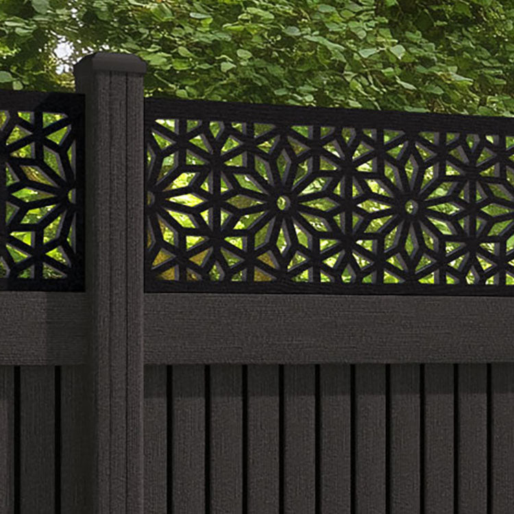 Virtis Narwa Fence Panel - Dark Oak - with our composite posts