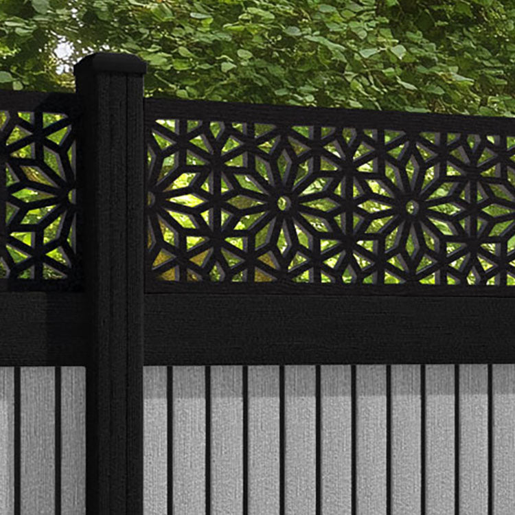 Virtis Narwa Fence Panel - Light Grey - with our aluminium posts