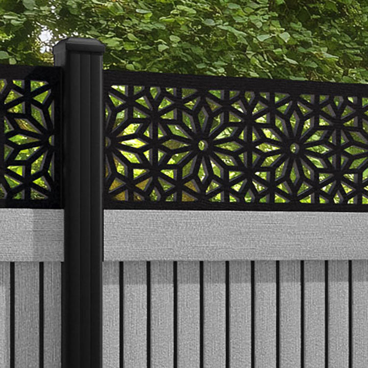 Virtis Narwa Fence Panel - Light Grey - with our aluminium posts