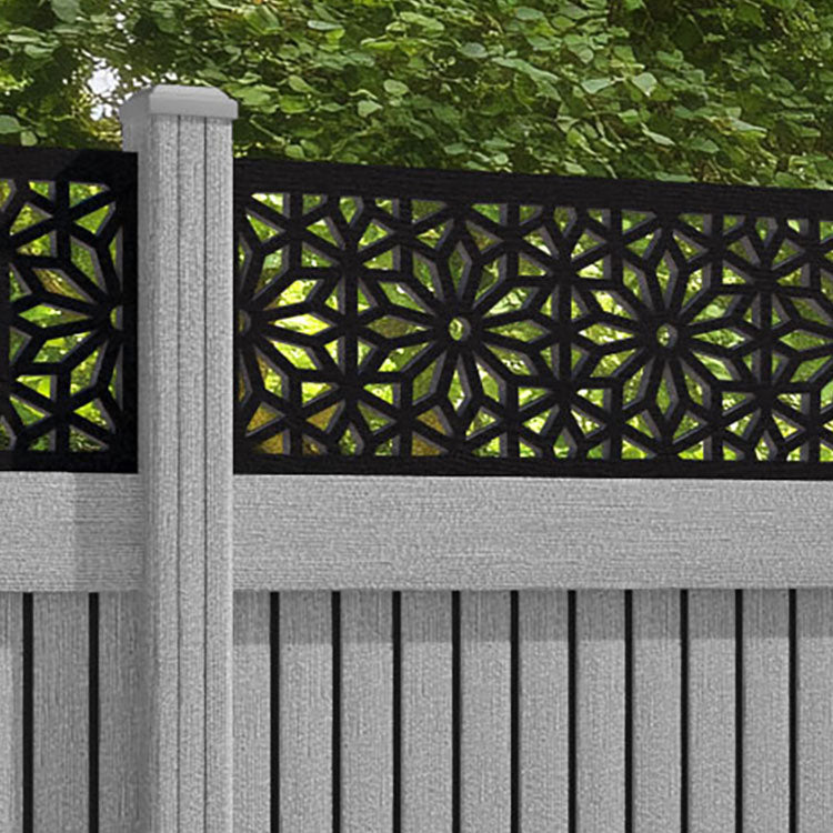 Virtis Narwa Fence Panel - Light Grey - with our composite posts
