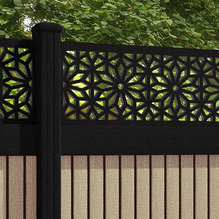 Virtis Narwa Fence Panel - Light Oak - with our composite posts