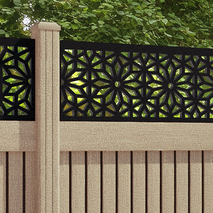 Virtis Narwa Fence Panel - Light Oak - with our composite posts