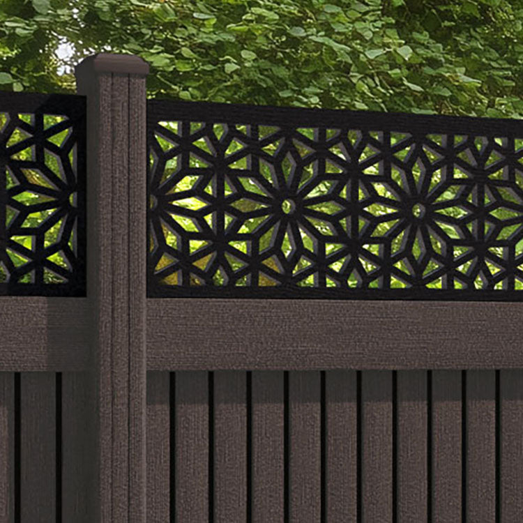 Virtis Narwa Fence Panel - Mid Brown - with our composite posts