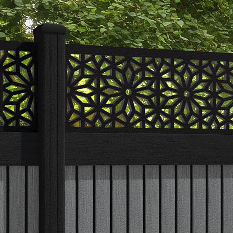 Virtis Narwa Fence Panel - Mid Grey - with our composite posts