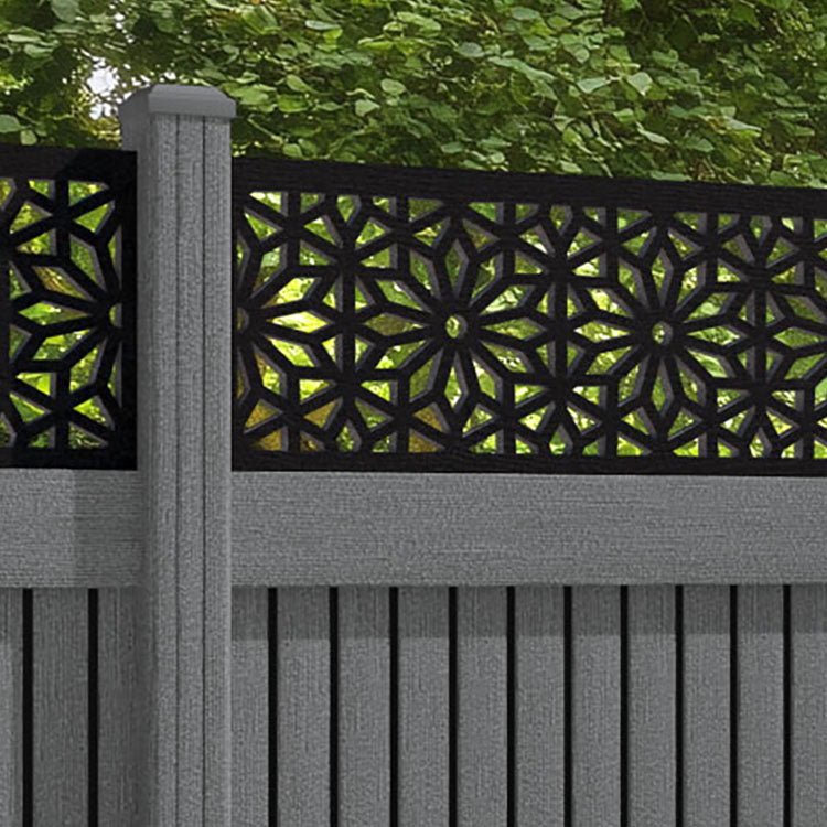 Virtis Narwa Fence Panel - Mid Grey - with our composite posts