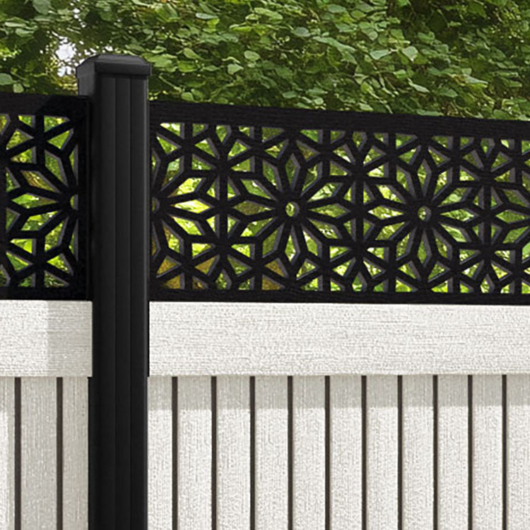 Virtis Narwa Fence Panel - Light Stone - with our aluminium posts