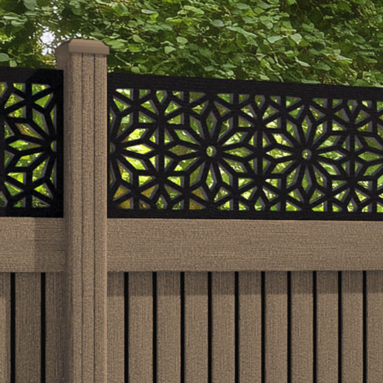 Virtis Narwa Fence Panel - Teak - with our composite posts