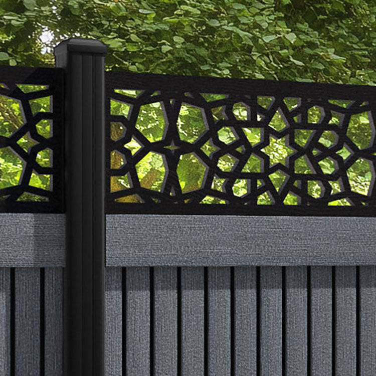 Virtis Nazira Fence Panel - Anthracite - with our aluminium posts
