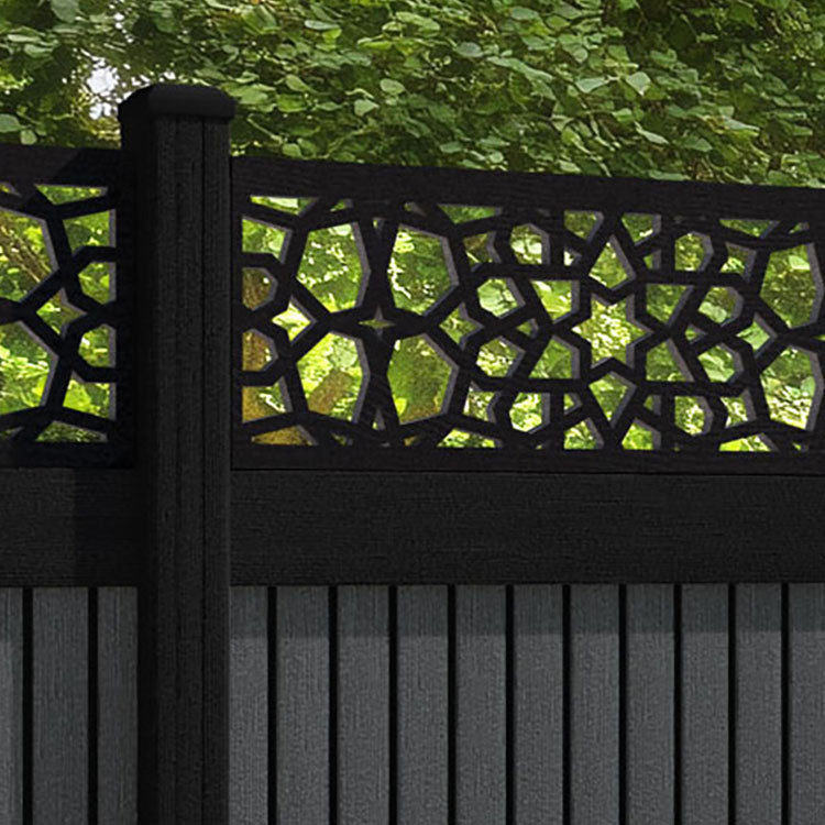 Virtis Nazira Fence Panel - Dark Grey - with our composite posts