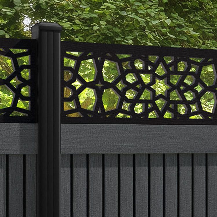Virtis Nazira Fence Panel - Dark Grey - with our aluminium posts