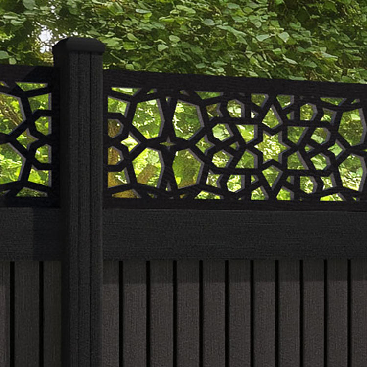 Virtis Nazira Fence Panel - Dark Oak - with our aluminium posts