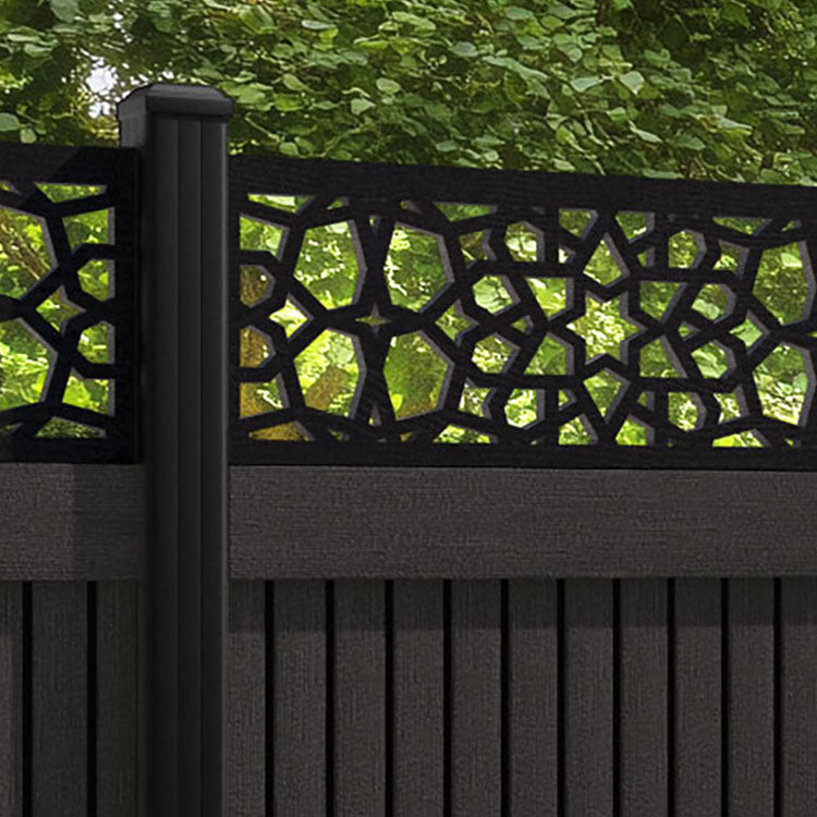 Virtis Nazira Fence Panel - Dark Oak - with our aluminium posts