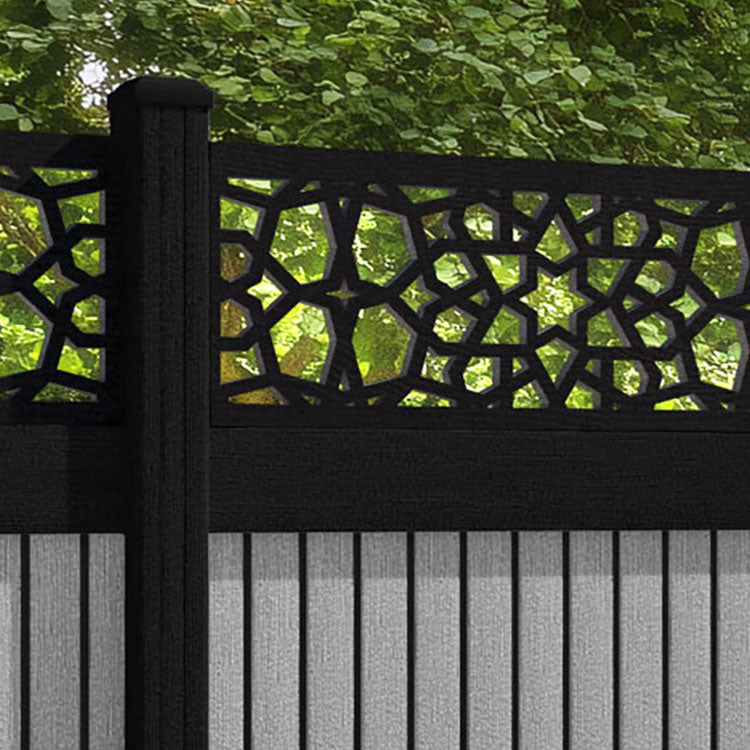 Virtis Nazira Fence Panel - Light Grey - with our composite posts