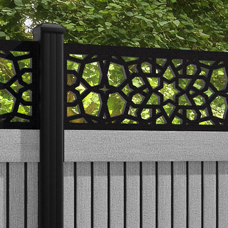 Virtis Nazira Fence Panel - Light Grey - with our aluminium posts