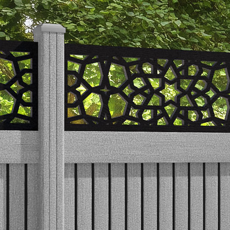 Virtis Nazira Fence Panel - Light Grey - with our composite posts