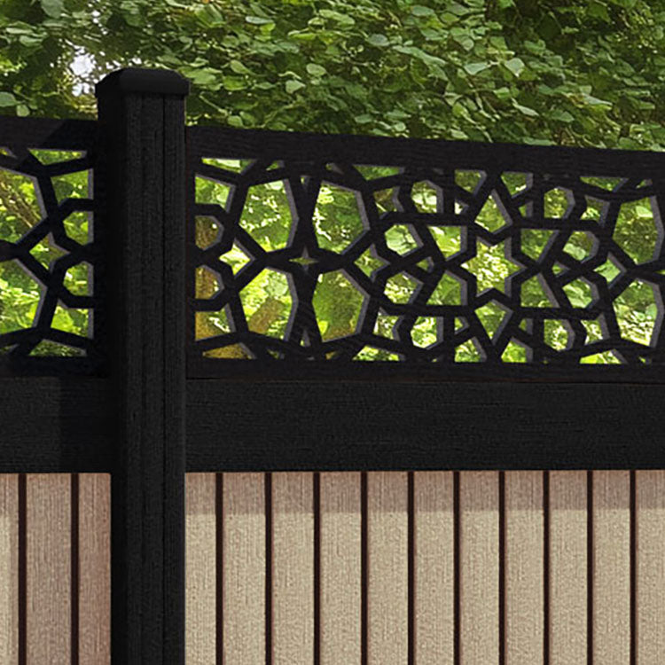 Virtis Nazira Fence Panel - Light Oak - with our composite posts