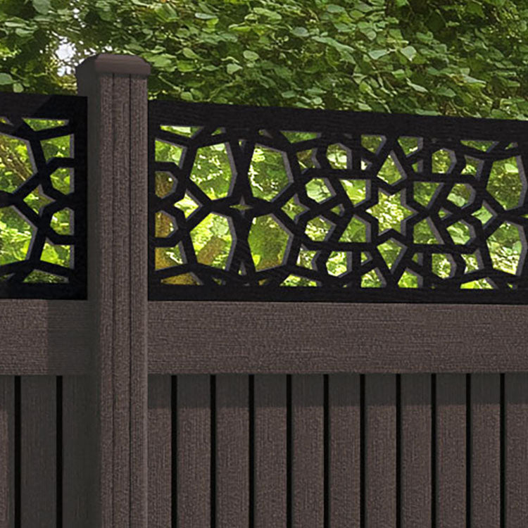 Virtis Nazira Fence Panel - Mid Brown - with our composite posts