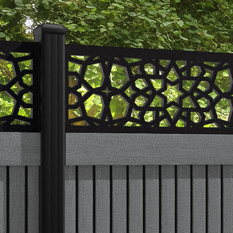 Virtis Nazira Fence Panel - Mid Grey - with our aluminium posts