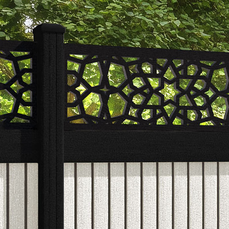 Virtis Nazira Fence Panel - Light Stone - with our aluminium posts