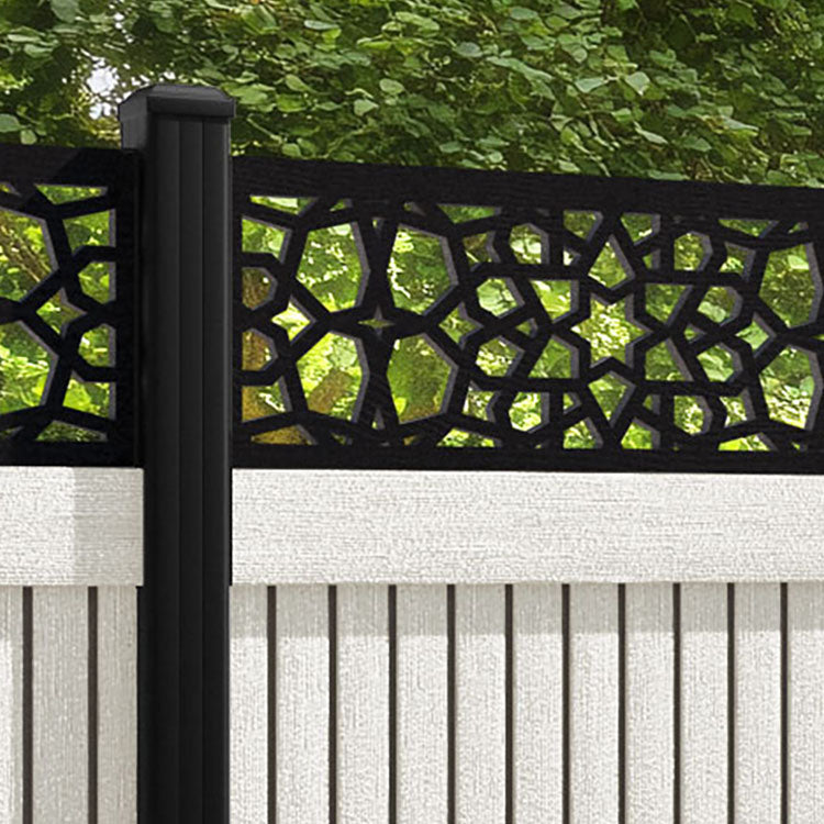 Virtis Nazira Fence Panel - Light Stone - with our aluminium posts
