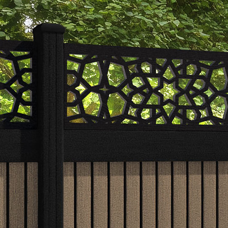 Virtis Nazira Fence Panel - Teak - with our composite posts