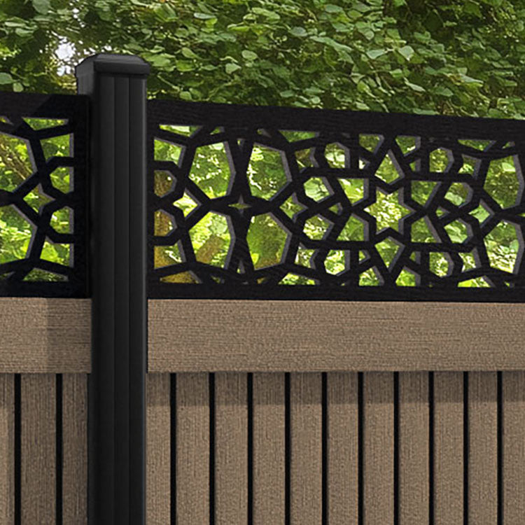 Virtis Nazira Fence Panel - Teak - with our aluminium posts