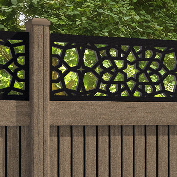 Virtis Nazira Fence Panel - Teak - with our composite posts
