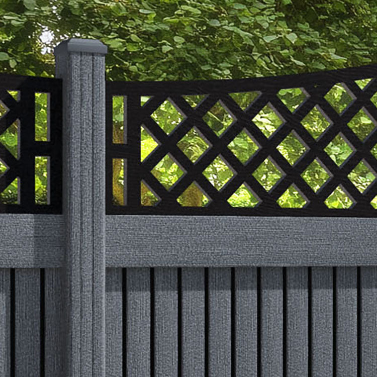 Virtis Oxford Curved Top Fence Panel - Anthracite - with our composite posts