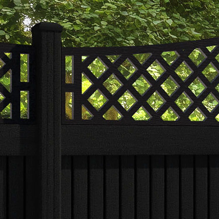 Virtis Oxford Curved Top Fence Panel - Black - with our composite posts
