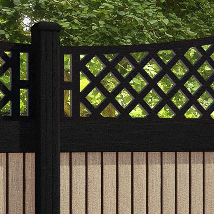 Virtis Oxford Curved Top Fence Panel - Light Oak - with our composite posts