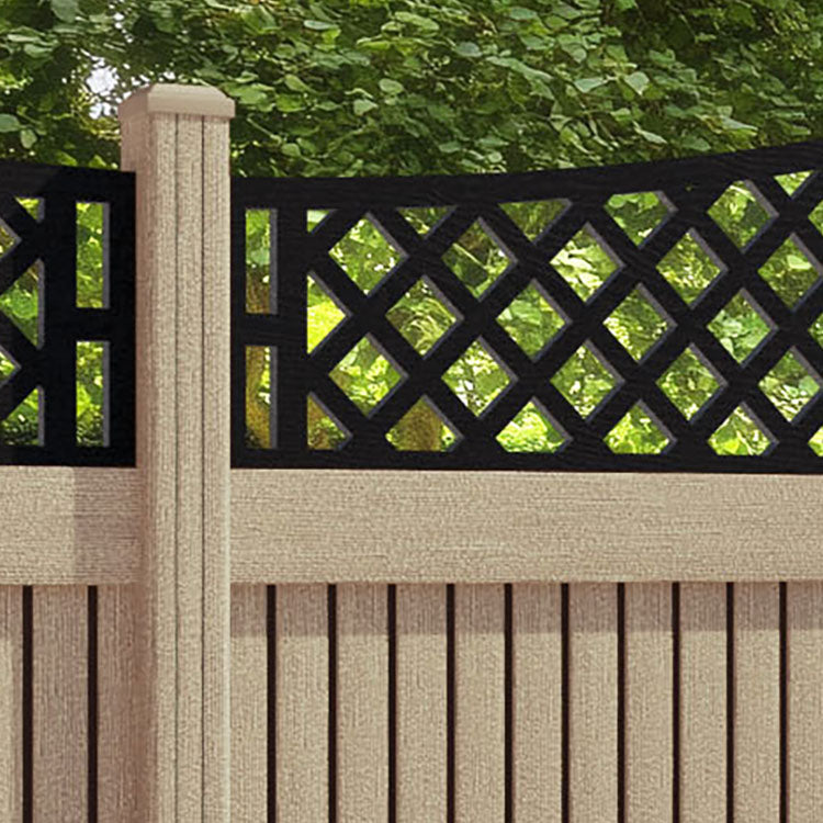 Virtis Oxford Curved Top Fence Panel - Light Oak - with our composite posts