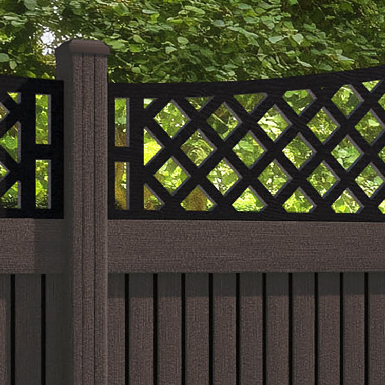 Virtis Oxford Curved Top Fence Panel - Mid Brown - with our composite posts