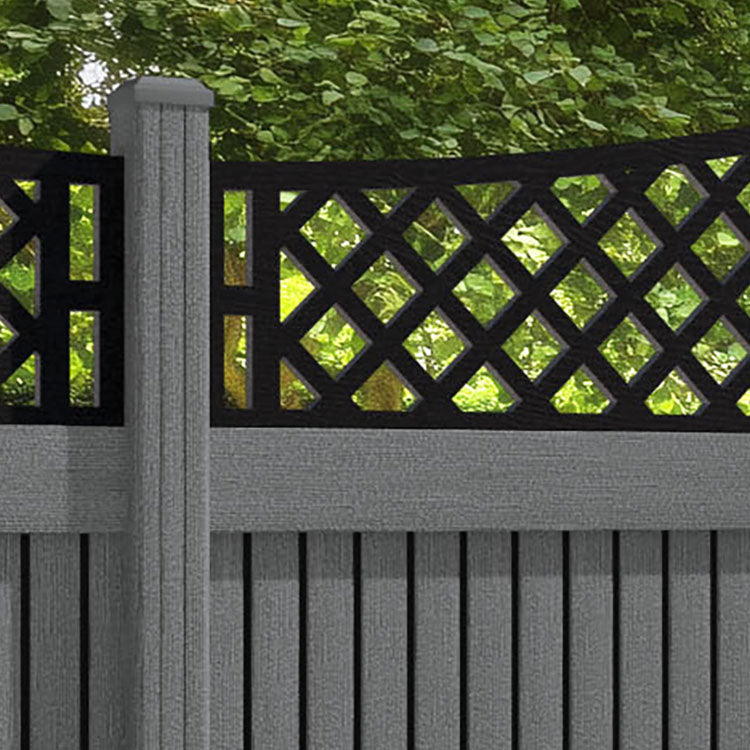 Virtis Oxford Curved Top Fence Panel - Mid Grey - with our composite posts