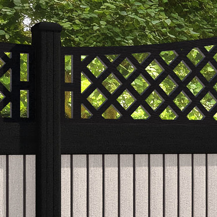 Virtis Oxford Curved Top Fence Panel - Mid Stone - with our composite posts