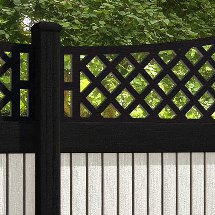 Virtis Oxford Curved Top Fence Panel - Light Stone - with our composite posts