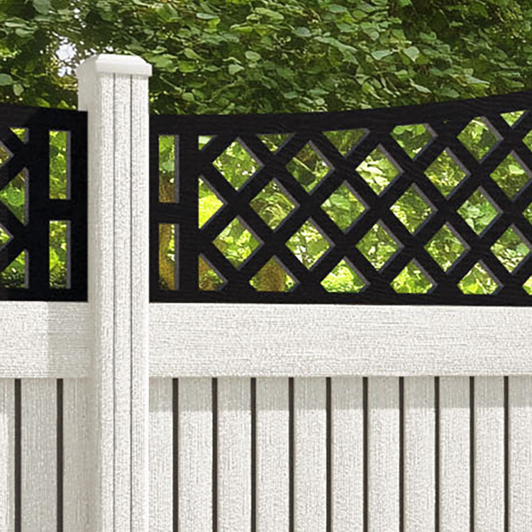 Virtis Oxford Curved Top Fence Panel - Light Stone - with our composite posts